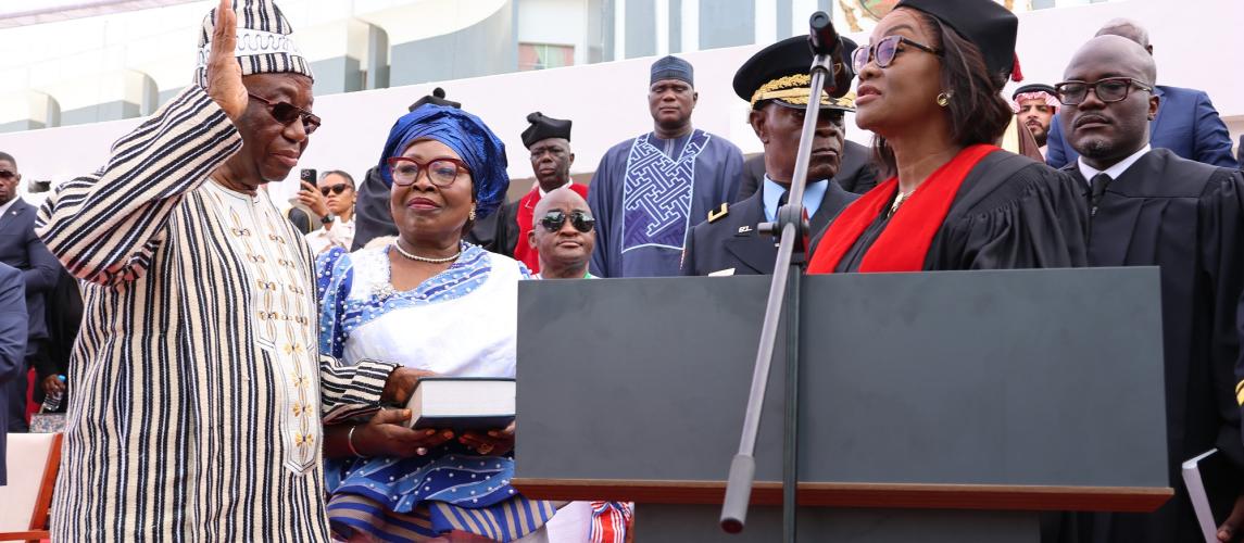 H. E. Joseph Nuyma Boakai takes the Oath of Office