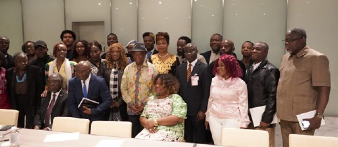 President Boakai posed in a photograph with the Liberian Community in Italy